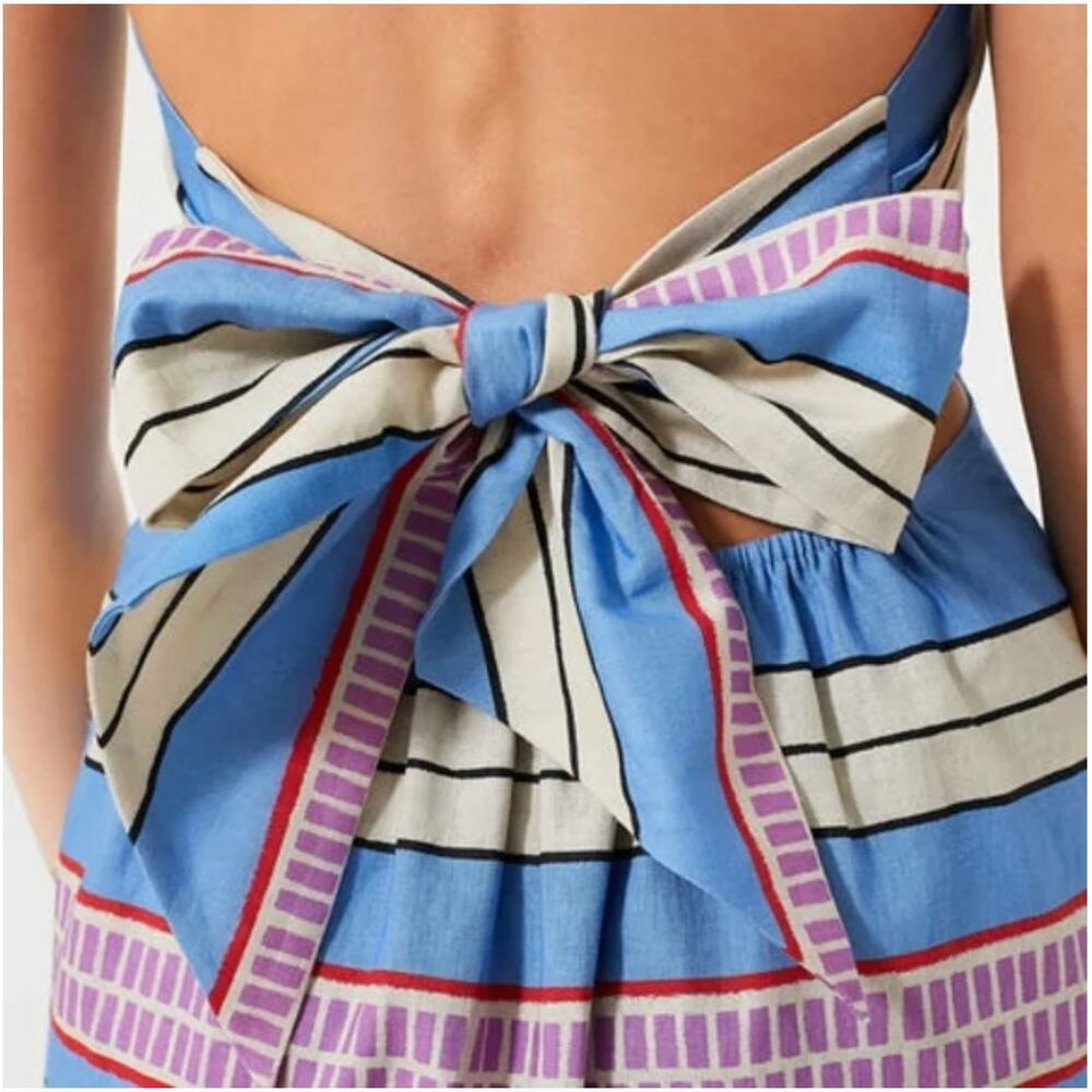 TuckerNuck Sorrento Stripe Ames Linen Halter Maxi Dress Size L - Picture 3 of 13